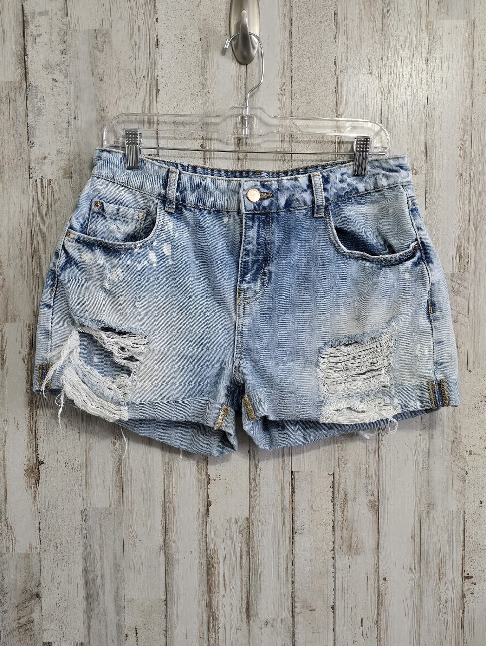 Zara Basic Z1975 Distressed Cuff Denim Shorts Size 8